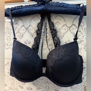 💎🖤 La SENZA ‘The Show Off’ Strappy Black Padded Underwire Lace Bra Size 38D
